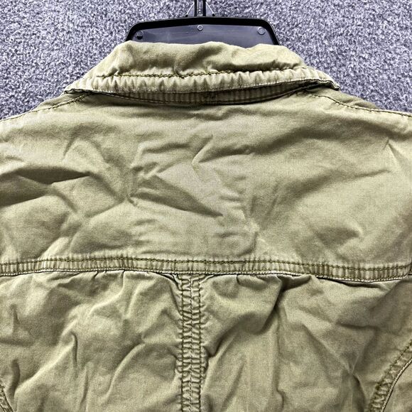 Hollister Parka Jacket Junior Large Olive Green Adjustable strings button pocket - Picture 7 of 16